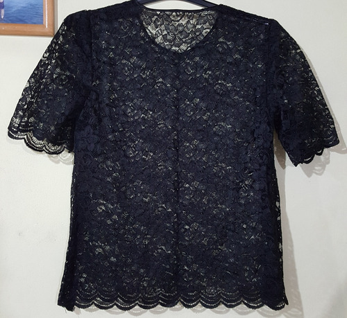 Blusa De Fiesta Encaje Negra Muy Hermosa Impecable