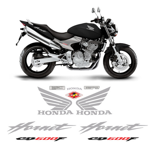 Adesivo Moto Honda Cb600f Hornet Faixa Tanque Prata/vermelho