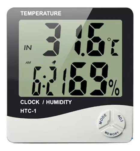  Medidor De Umidade Ar E Temperatura Relógio Digital Htc-1 