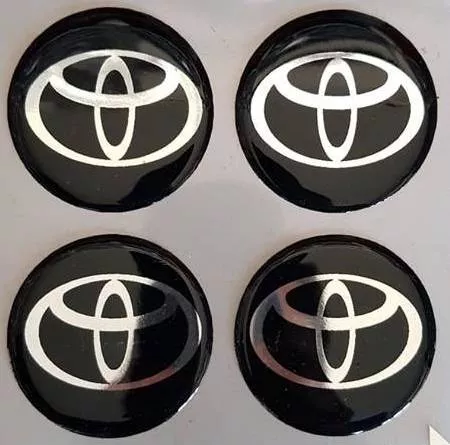 Toyota Aleación Tapa Centro De Rueda Domed Pegatinas X4 YARIS AYGO MR2 55mm Cromo Negro 
