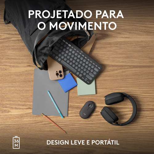Teclado Sem Fio Logitech Pebble Keys 2 K380s - Grafite Preto Inglês Us