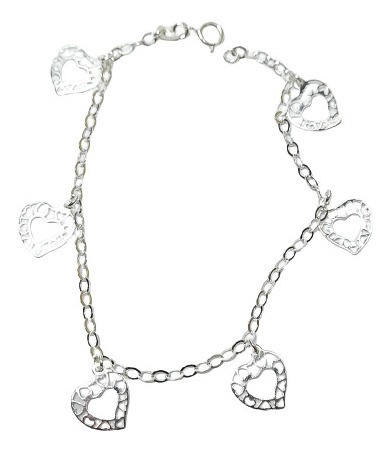 Imagen 4 de 5 de Pulsera Del Amor Con Corazónes En Plata Ley 925