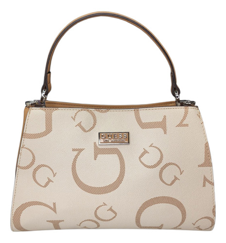 Bolsa Guess Cc961806 Nueva 100 % Original Con Etiqueta Beige Estampado Níquel Beige