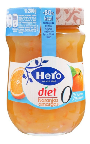 Mermelada De Naranjas Amargas Hero Diet Sin Azúcar. 280gr.