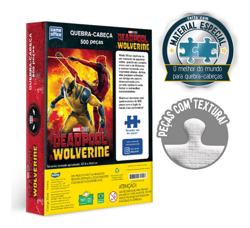 Jogo Quebra Cabeça Deadpool Wolverine 500 Peças Marvel