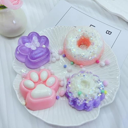 2 Piezas Taba Squishy Cat Paw Donut Squeeze Toys