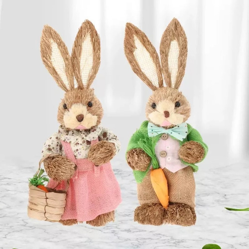 4 Pzs De Pareja De Conejos De Pascua 35cm,suministros