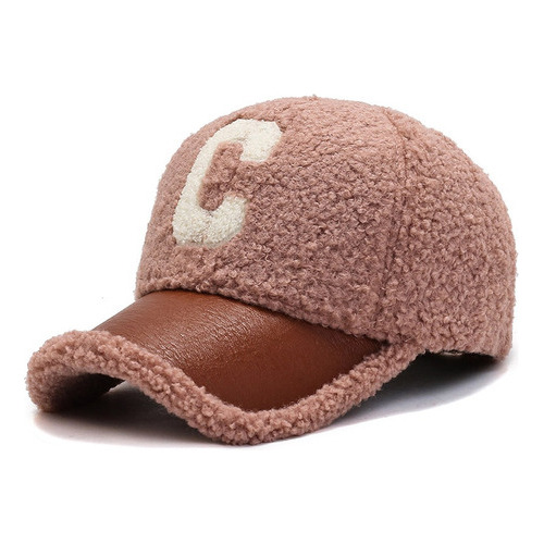 Gorra De Béisbol De Lana De Cordero Con Letras De Peluche Y