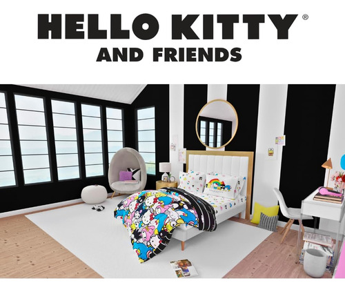 Juego De Edredon Y Sabanas Hello Kitty & Friends, Queen,7...