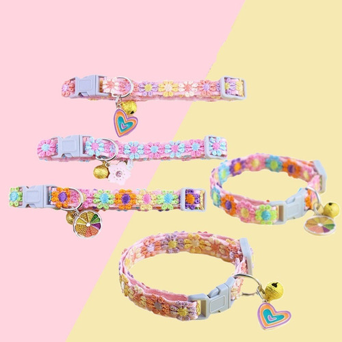 Collar De Dopamina For Gato Con Flores De Encaje De Colores