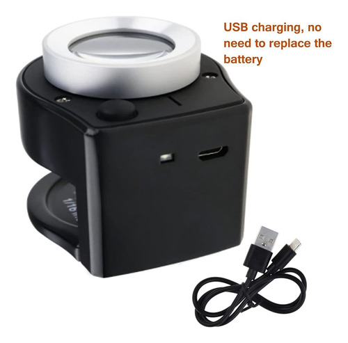 Lupa De Lupa De 30x Con 6 Luces Led, Recargable Y Portátil