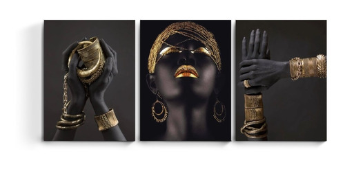 Cuadros Tripticos Moderno Africa Africana Deco Etnico Arte