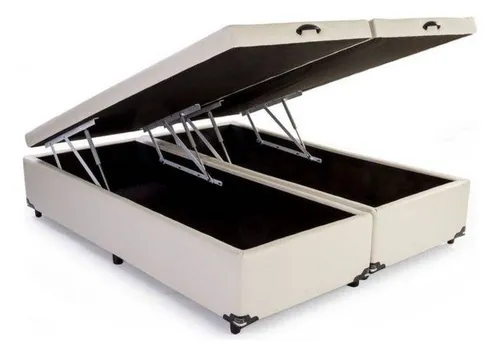 comprar Base Cama Box Baú Blindado Bipartido King Size Suede Bege