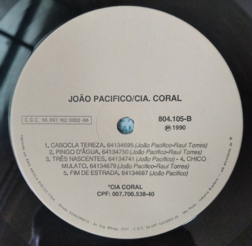 Lp João Pacífico Raul Torres Tião Carreiro Milionário Ze Ric (Usado)