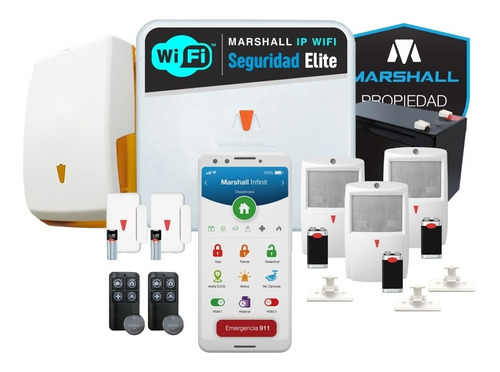 Kit Alarma Inalámbrica Marshall 3 Ip Wifi Aplicación Celular Marshall Smart Domiciliaria Hogar Casa Comercio Kit8