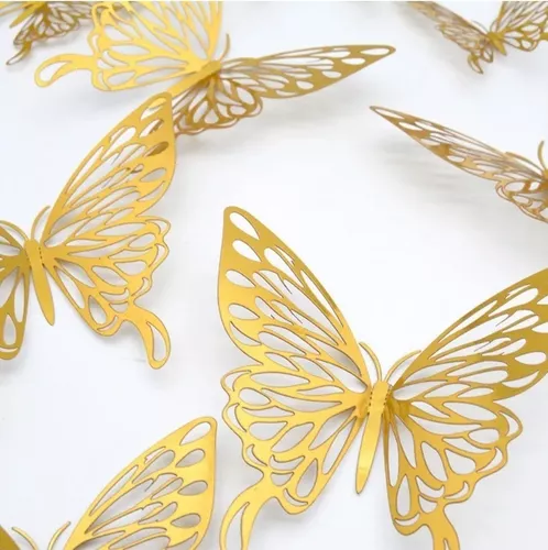 Pegatinas decorativas electrostáticas, decoración de vidrio que representa  mariposas doradas, 29.7 cm x 21 cm