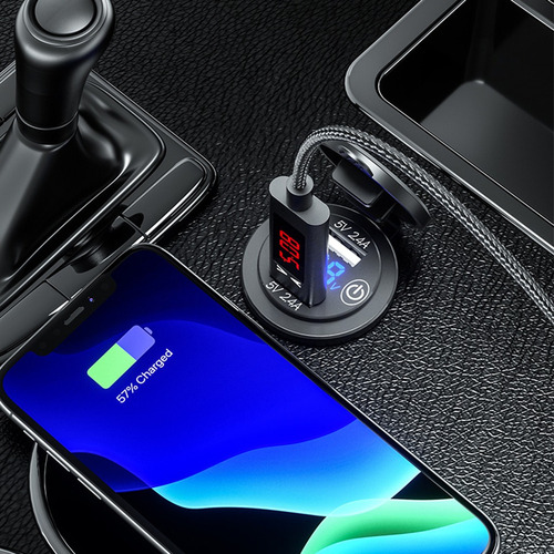 2 Unids Cargador Impermeable Coche Dual Usb Qc3.0 Enchufe In
