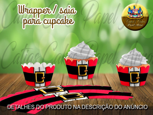  50 Wrappers Saia Para Mini Cupcake Cinto Barriga Papai Noel