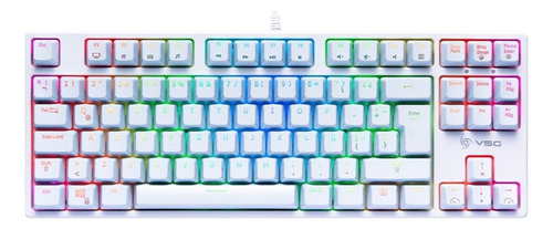 Teclado gamer VSG Alnitak QWERTY Kailh Red español latinoamérica color blanco con luz RGB