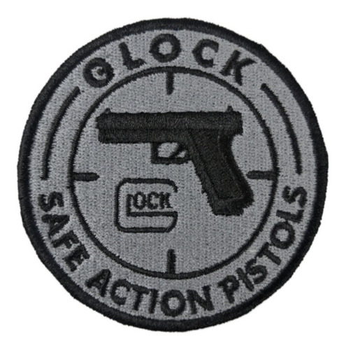 Parche Bordado Glock Pistols Negro/gris 8 Cm