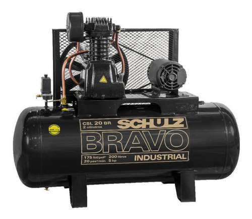 Compresor de aire eléctrico Schulz Bravo CSL 20 BR/200 trifásico 183L 380V/660V 50Hz negro