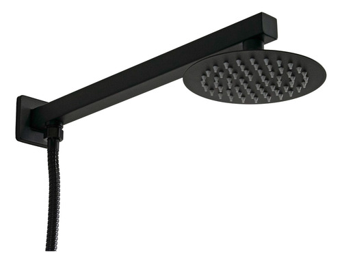 Ducha Black Redonda Inox 15 Cm Parede C/ Ducha Manual De Abs