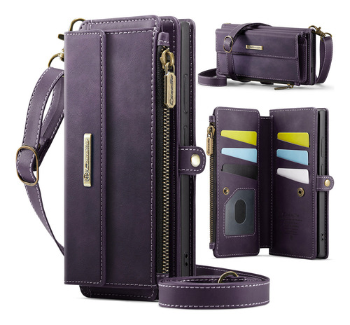 Funda De Piel Tipo Cartera Con Cierre Cruzado For Samsung Galaxy S25 Ultra S25 Plus S25 Plus S25 Con Bloqueo Rfid