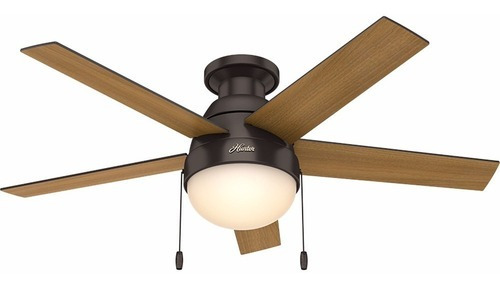 Ventilador De Techo 46 Anslee - Hunter Fan 59268 Cantidad de aspas 5 Color de la estructura Bronce Color de las aspas Café Diámetro 117 cm Material de las aspas MDF Madera