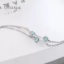 Thaya-pulsera Original De Plata S925 Con Piedras Preciosas D