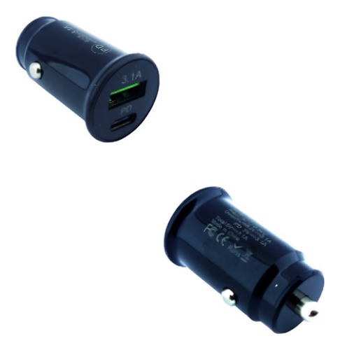 Cargador 1 Usb Y Type-c 3.1a 12 Volt En Caja