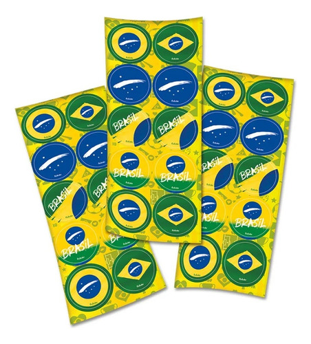 Adesivo Decorativo Brasil Copa 2022 - 30 Unidade - Festcolor