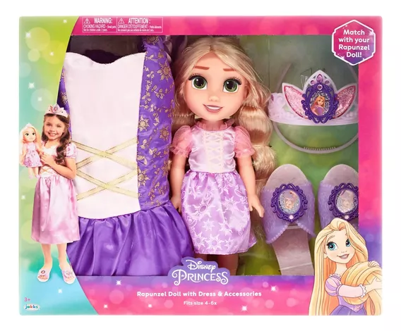 Muñeca Rapunzel + Vestido + Accesorios 4-6x Disney