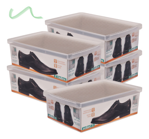 Caixa Grande Para Sapato Calçados Tênis Ordene Plástico 5 Un Cor Transparente
