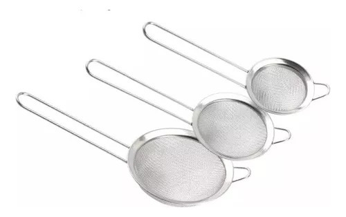 Juego De Coladores Metálicos X3pcs De Cocina Tamizador Acero