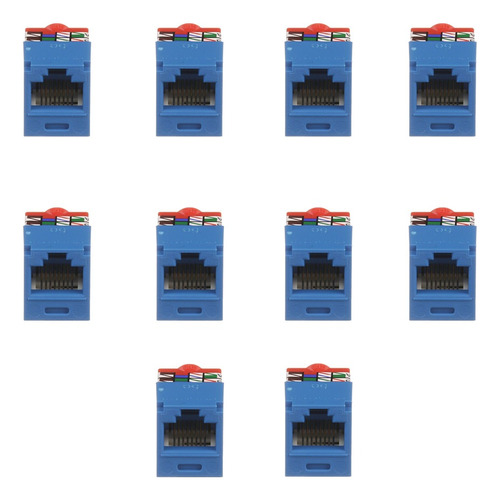 Pack 10 Conectores Jack Rj45 Estilo T Mini-com Cat 5e Azul