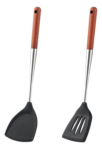 Espátula De Wok Silicona Y Cucharón Antiadherente