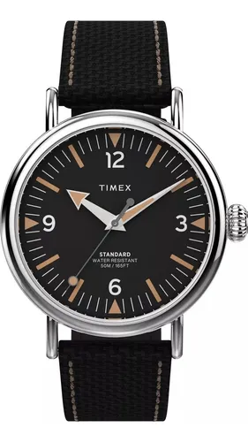 Reloj Timex Hombre Tw2v43900 Standard Chrono Analógico Color de la malla  Negro Color del bisel Plateado Color del fondo Verde