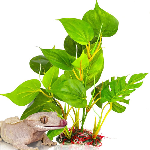 Sungrow Plastic Anubias Plant For Crested Gecko, 10 Inches T