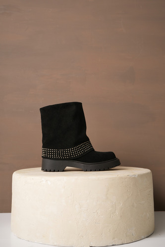 Botas Mujer Gamuza Tachas Urbanas Caña Doblada Moda Lilo