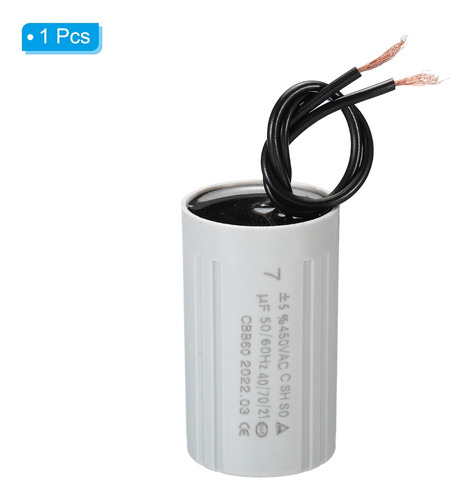 Condensador De Funcionamiento Cbb60 7uf, Ac 450 V, 2 Cables,