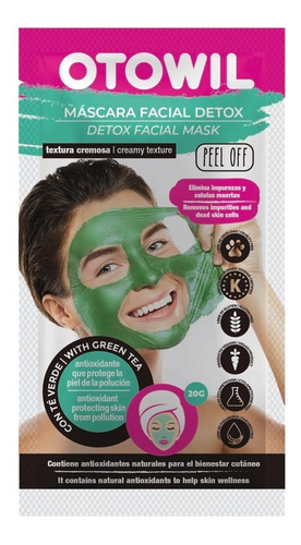 Imagen 1 de 6 de Mascara Facial Efecto Detox C/ Te Verde Otowil Sobre X20g