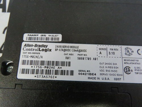 Allen Bradley 1756 Rack W/ (3) 1756-l63 Ser B (1) 1756-l Ssk