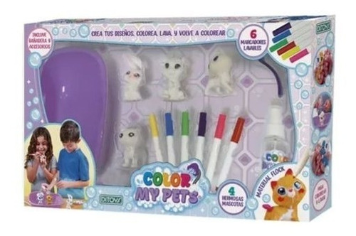 Color My Pets 4 Mascotas Flock Para Pintar Ditoys Original