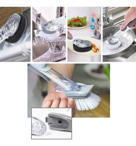 Escova Limpeza 2 Em 1 Dispenser Esponja Cozinha Max Cleaner