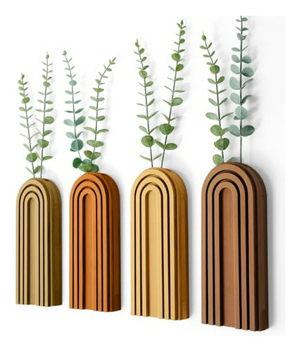 Paquete De 4 Maceteros De Madera Para Pared, Decoración De P