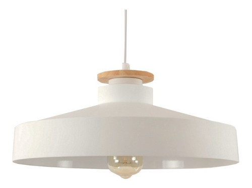 Imagen 2 de 5 de Colgante Aluminio Y Madera 39 Cms Blanco Zeth Leuk E27 Leuk