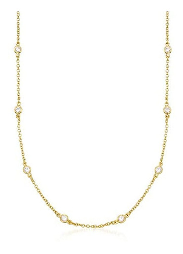 Ross-simons 2.50 Ct. T.w. Cz Necklace In 14kt Gold Over Ster