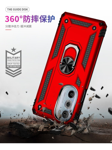 Funda Iron + Vidrio Para Motorola G52 Con Anillo 360 Soporte