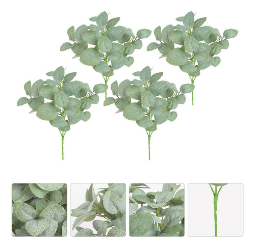 Arreglo Floral Artificial Con Hojas De Eucalipto, 4 Unidades