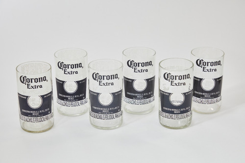 Cinco Vasos Reciclados De Botellas De Cerveza Corona